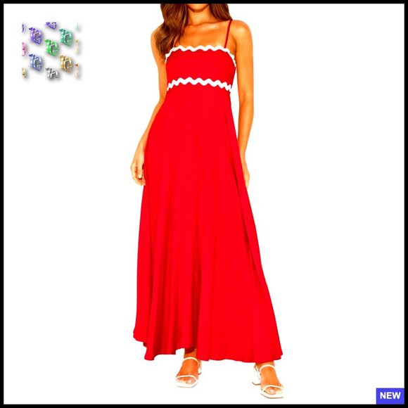 Dresses & Skirts - Spaghetti Strap Maxi Dress Smocked Back Boho Flowy Summer Casual Beach